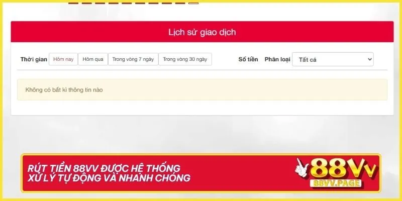 Rút Tiền 88VV - Tối Ưu Lợi Nhuận Với Quy Trình Chuẩn 3 Rút Tiền 88VV được hệ thống xử lý tự động và nhanh chóng